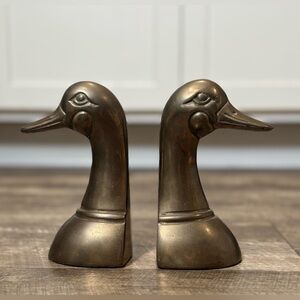 Vintage Regency Brass Duck Head Bookends - Set of 2